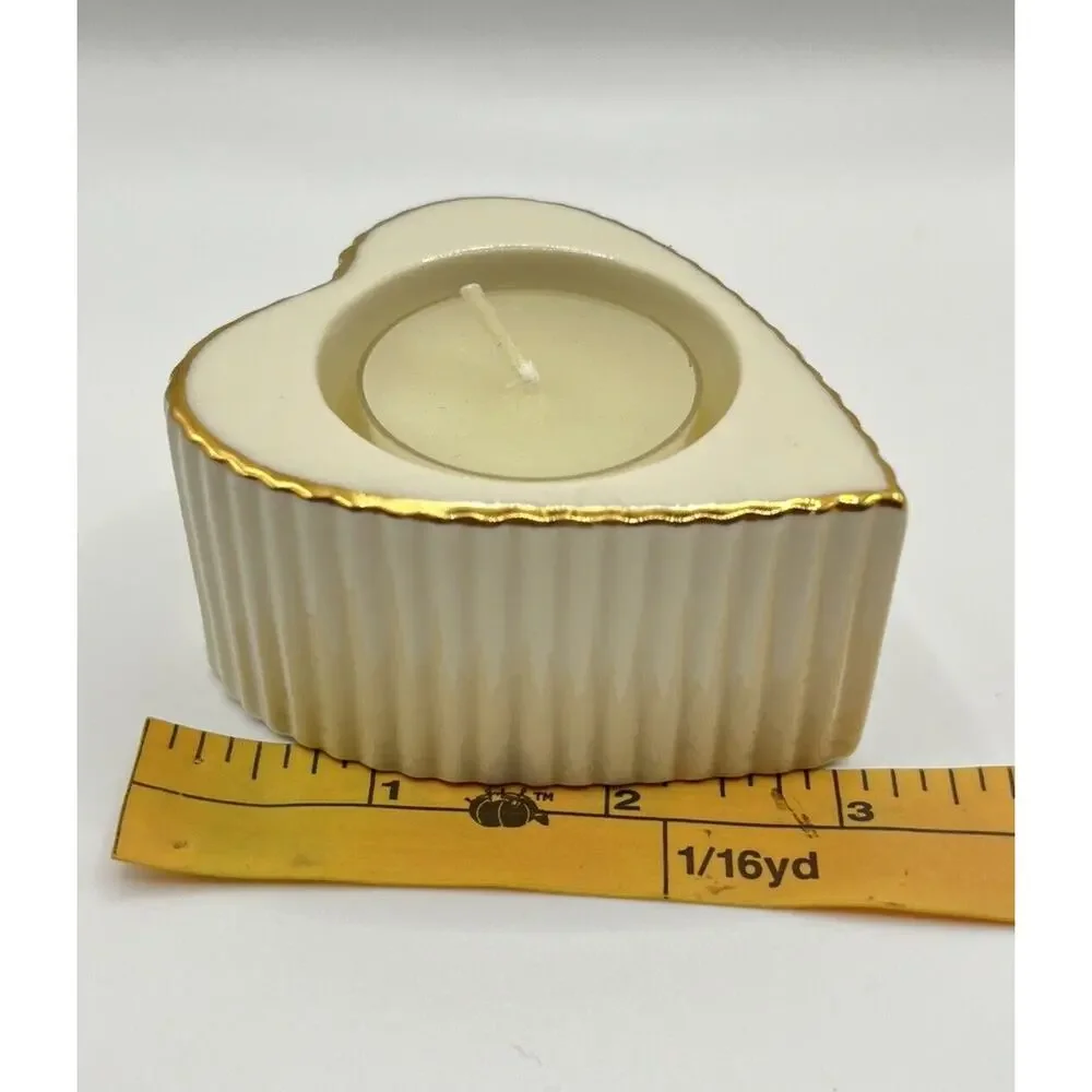 Lenox Heart Shaped Tea Light Votive Candleholder Porcelain & Gold Trimming